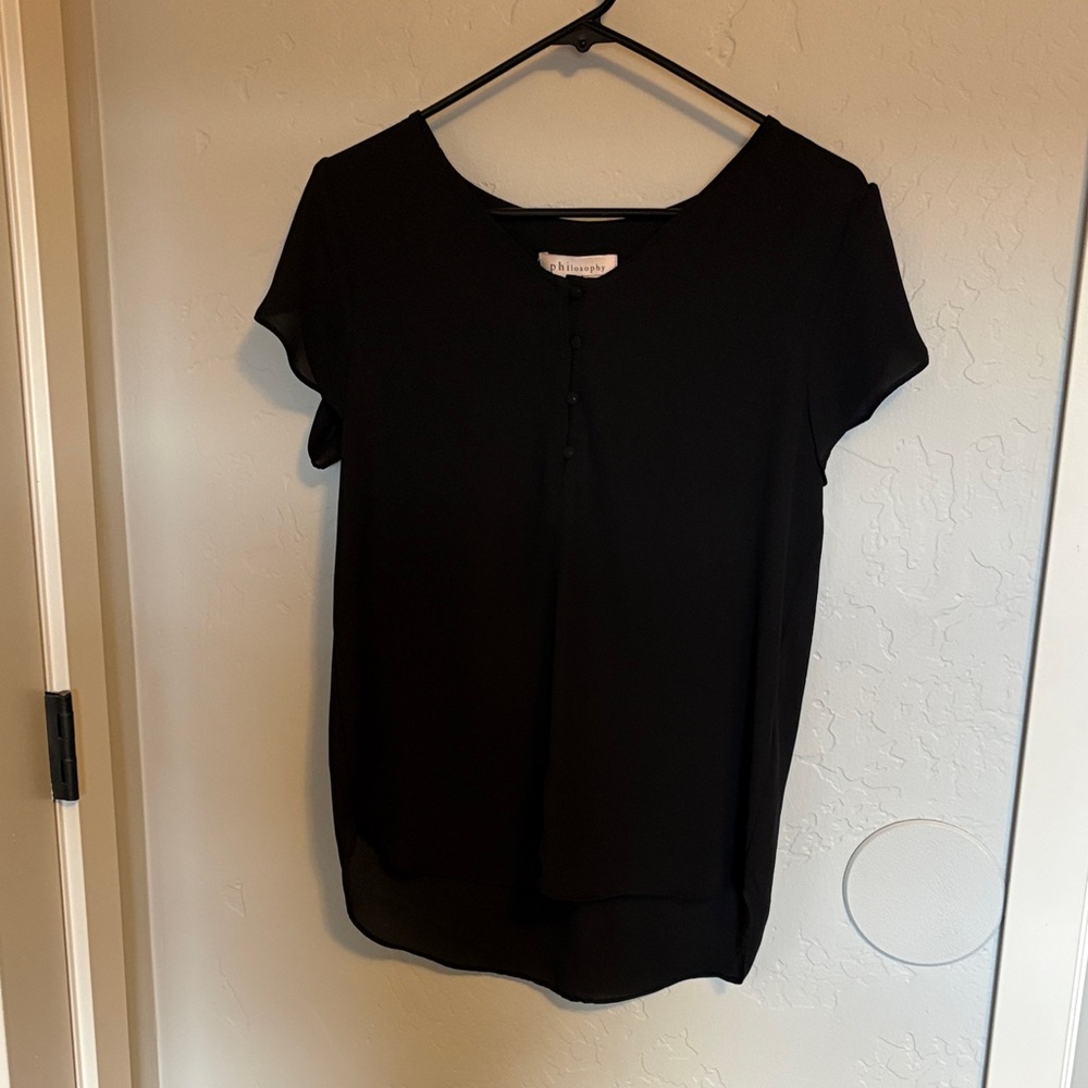 Philosophy Black Women's Flutter Sleeve Blouse